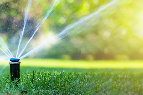 sprinkler watering lawn