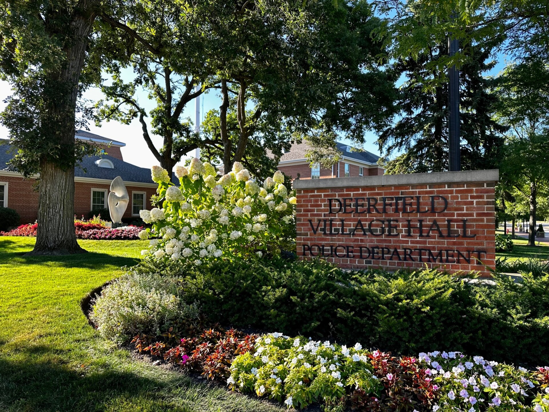 landscaping in front of Deerfield Village Police Department