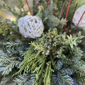 close-up of winter arrangement