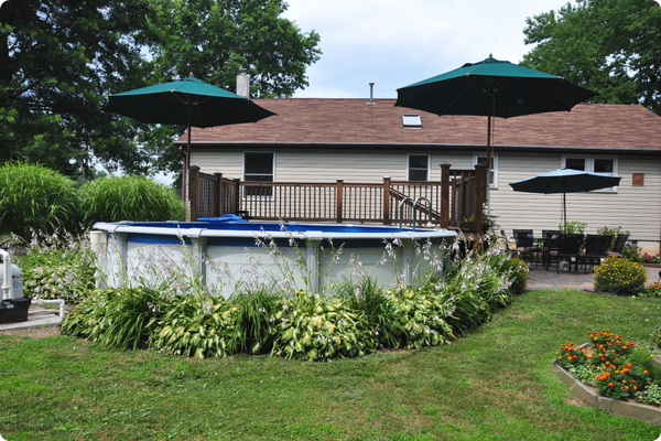 above ground pool in the back