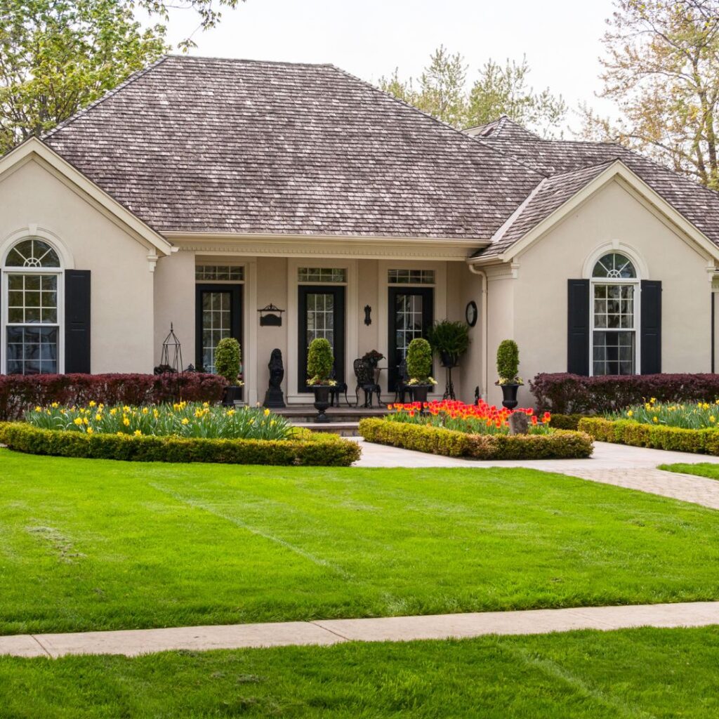 home with a landscaped yard