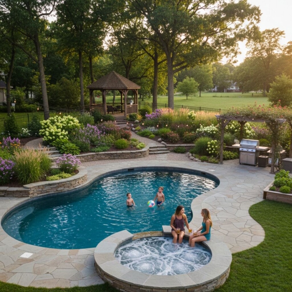 family enjoying their beautiful yard